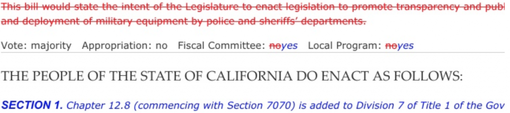 AB 3131 text above start of bill